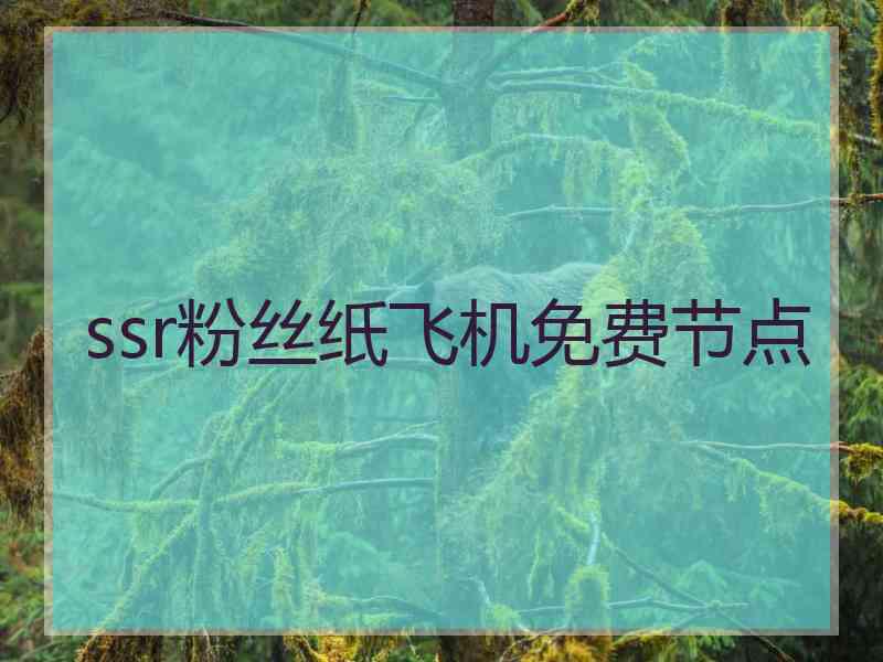 ssr粉丝纸飞机免费节点