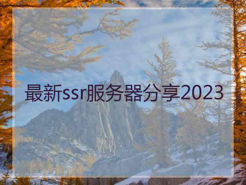 最新ssr服务器分享2023