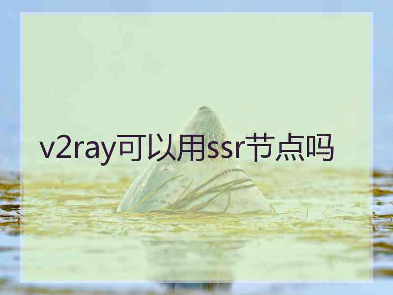 v2ray可以用ssr节点吗