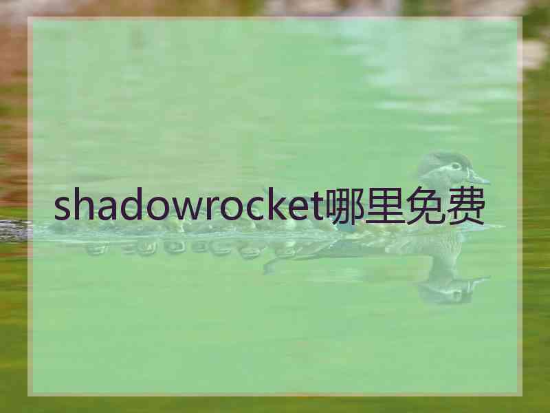 shadowrocket哪里免费