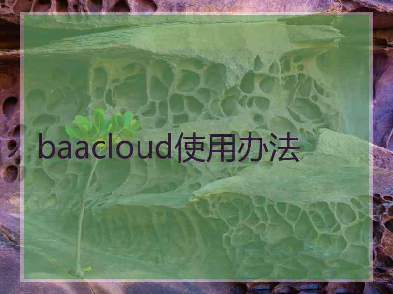 baacloud使用办法